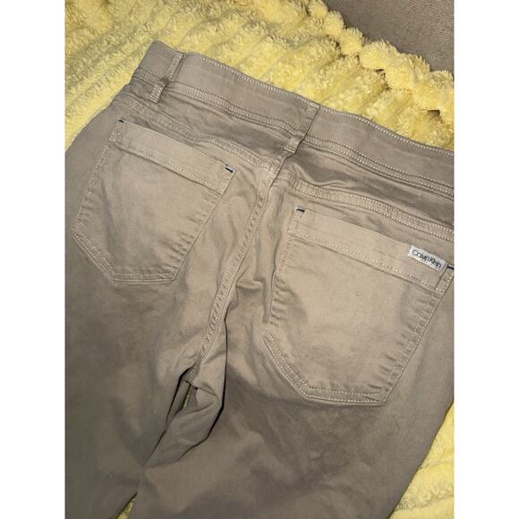 Calvin Klein Mens Reg stretch flex Solid Taupe Tan Flat khaki Dress Pants 30x30 - Picture 1 of 8